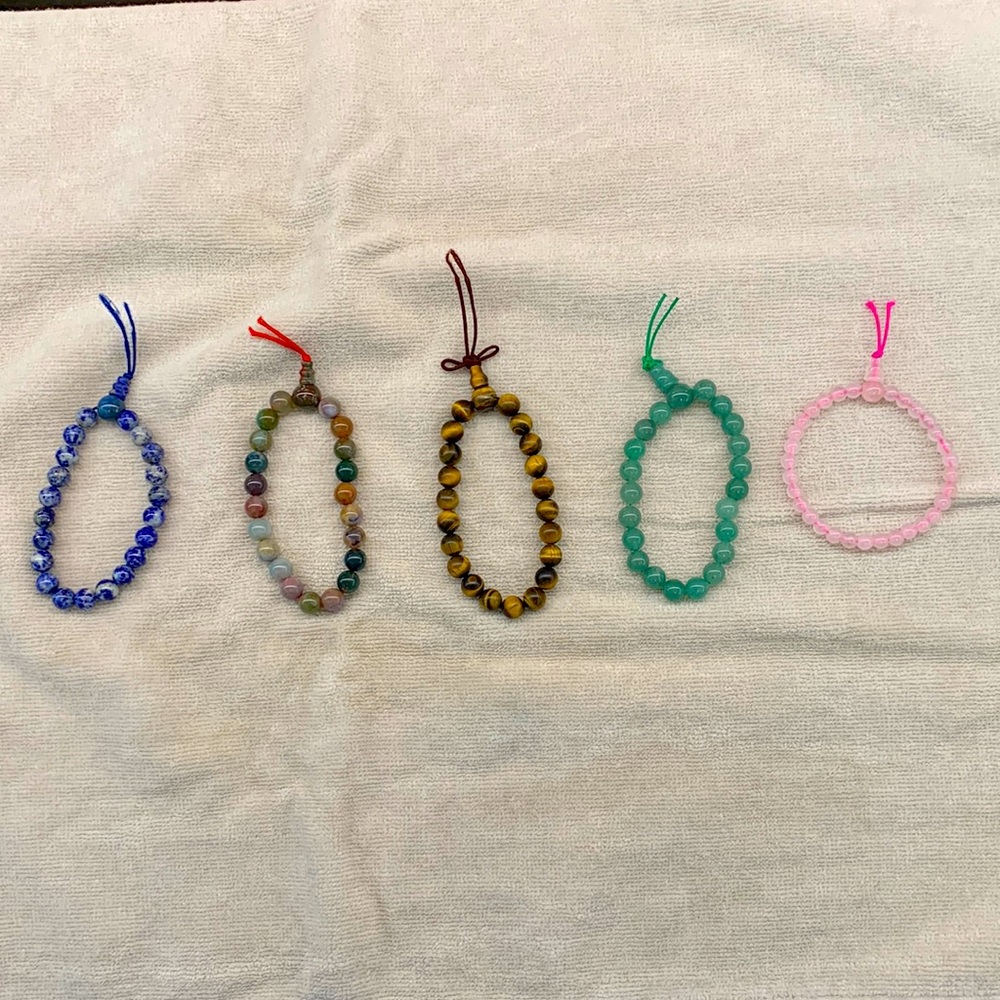 5 Semi Precious Gem Stone Beaded Bracelets